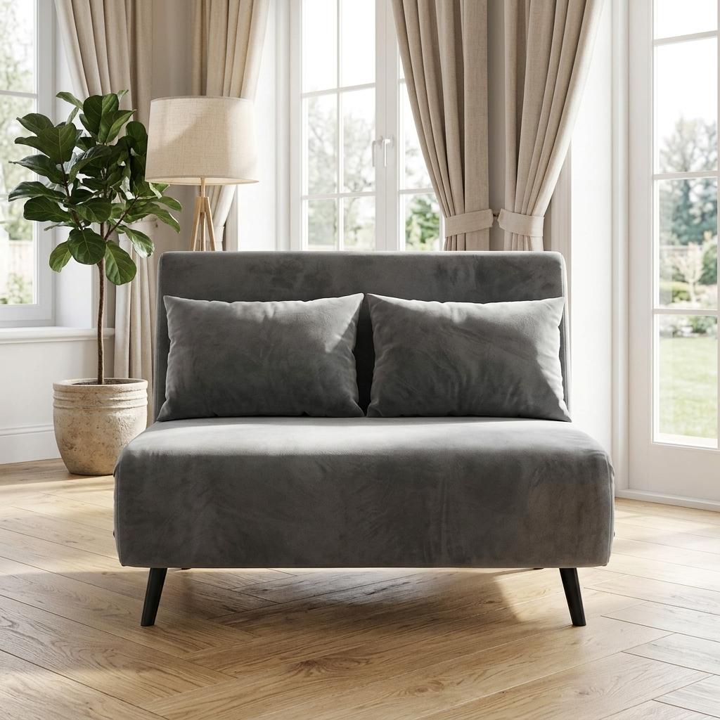 Modern Velvet Sofa, Navy Blue Iron Legs - LENA SOFAB