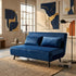 Modern Velvet Blue Sofa, Iron Legs - LENA SOFAB BLUE