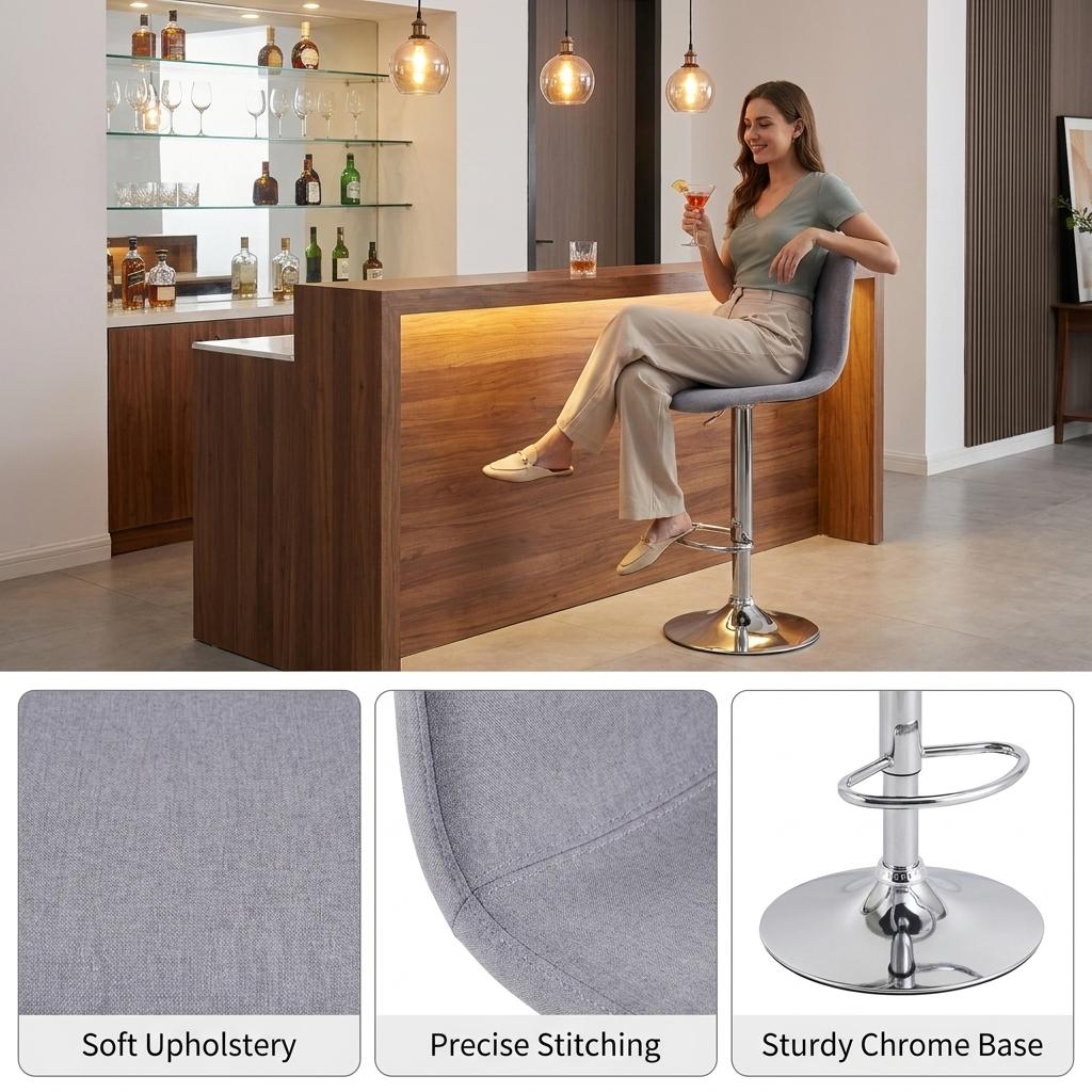 Modern Adjustable Grey Barstool - LITTLESPOON