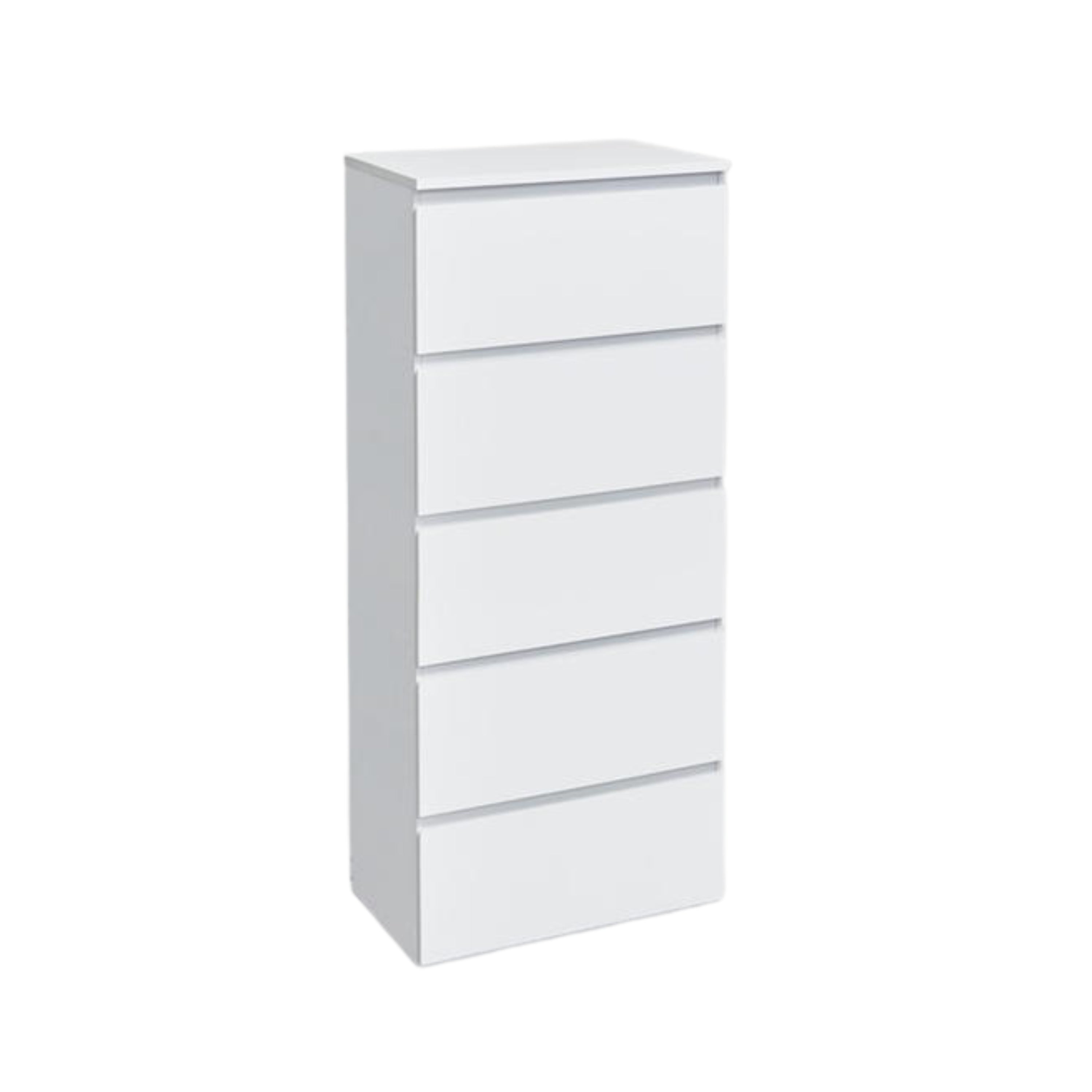 Modern White Storage, Particleboard Tall Chest - LOCKE 5 Drawer