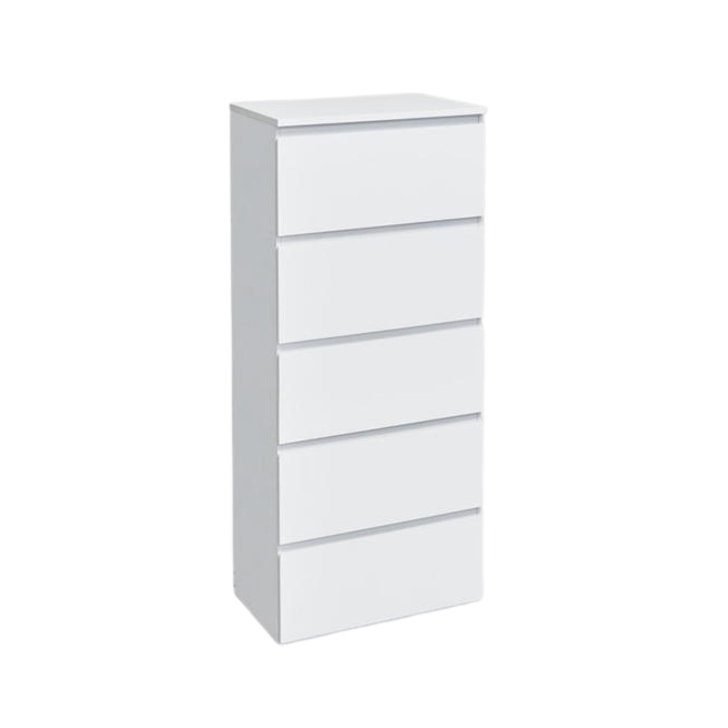 Modern White Storage, Particleboard Tall Chest - LOCKE 5 Drawer