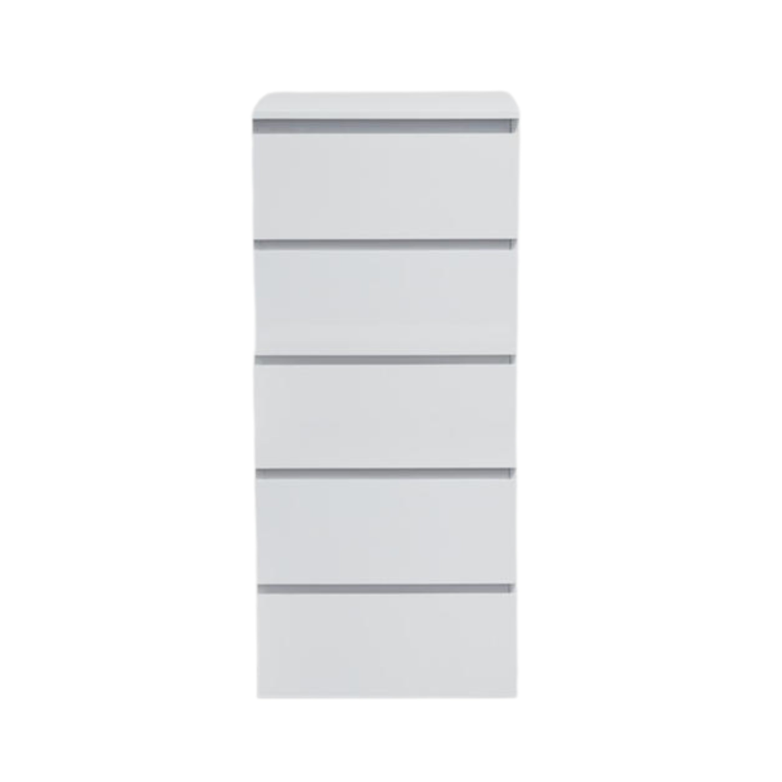 Modern White Storage, Particleboard Tall Chest - LOCKE 5 Drawer