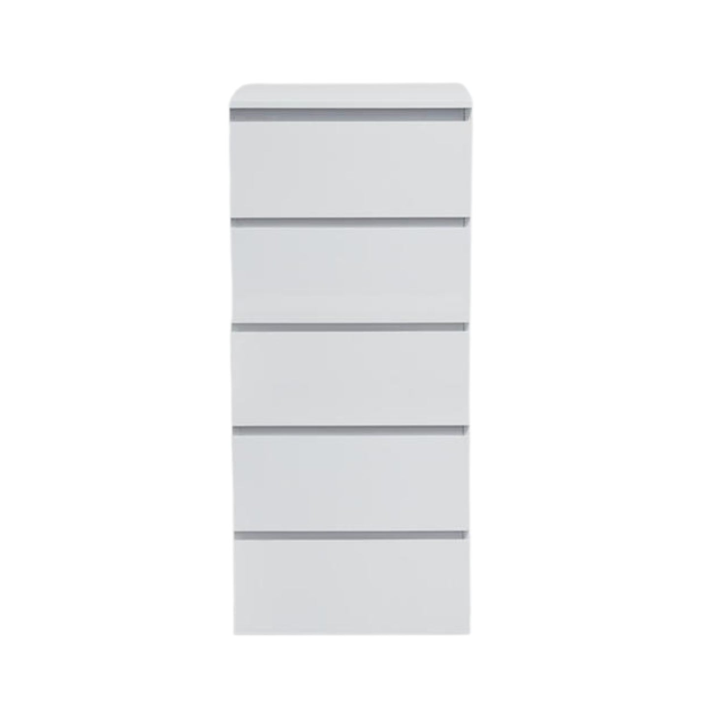 Modern White Storage, Particleboard Tall Chest - LOCKE 5 Drawer
