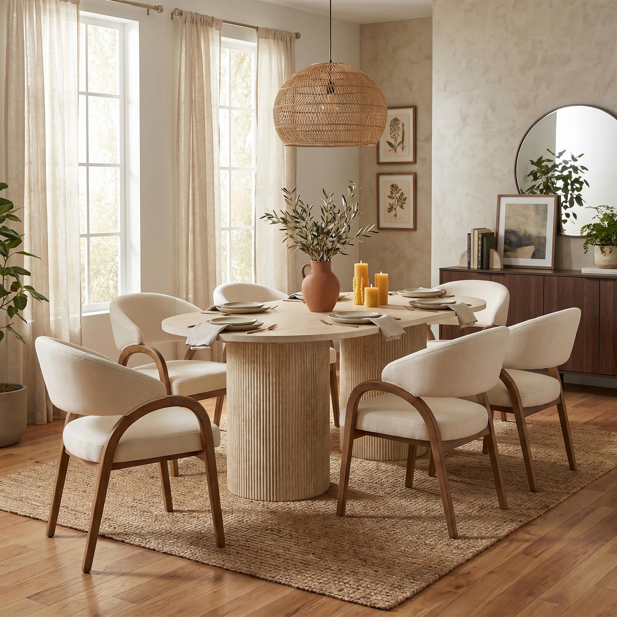 Modern Travertine-Style Dining Table – LOMARA