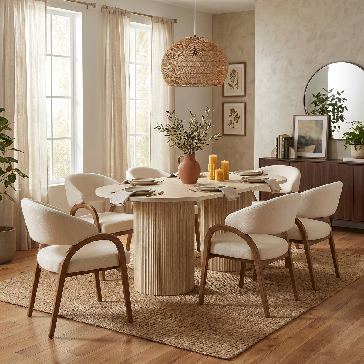 Modern Travertine-Style Dining Table – LOMARA