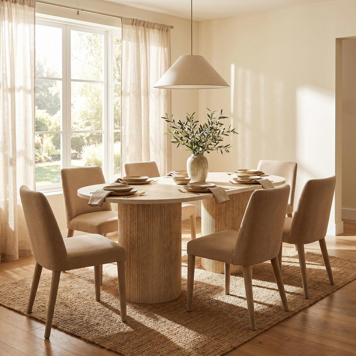 Modern Travertine-Style Dining Table – LOMARA