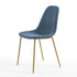 Modern Blue Fabric Dining Chair, Steel Wood-Print Legs - LUNIN BLUE