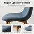 Modern Blue Fabric Dining Chair, Steel Wood-Print Legs - LUNIN BLUE