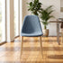 Modern Blue Fabric Dining Chair, Steel Wood-Print Legs - LUNIN BLUE