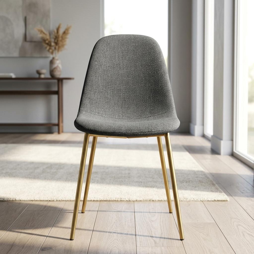 Modern Fabric Dining Chair, Steel Legs - LUNIN DARK GREY