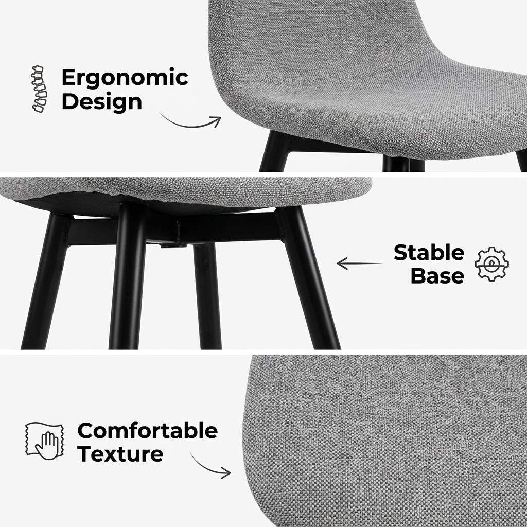 Modern Grey PU Dining Chair - LUNIN FB 2