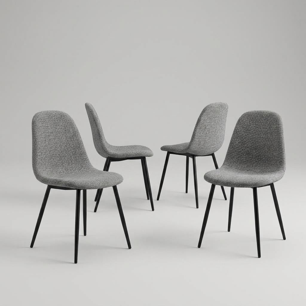 Modern Grey Dining Chair, Fabric Upholstery - LUNIN FB 4
