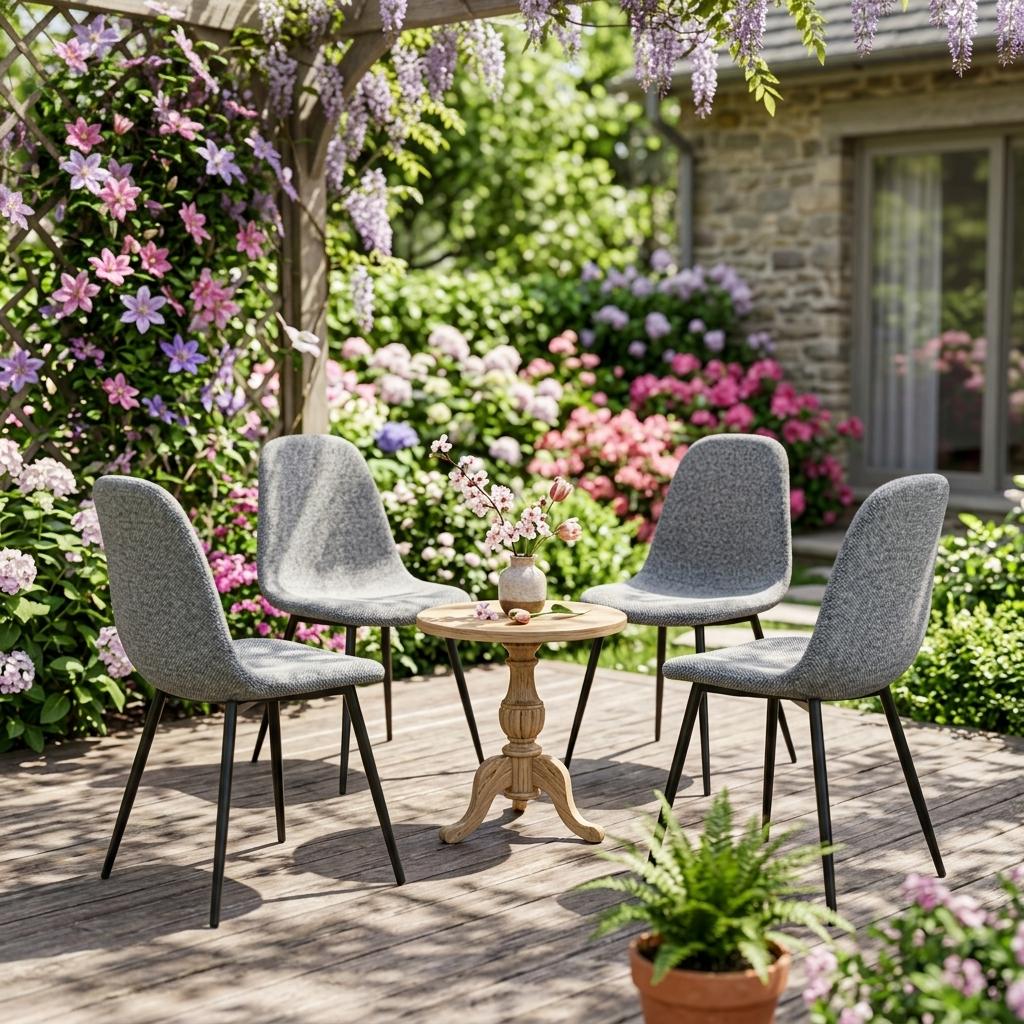 Modern Grey Dining Chair, Fabric Upholstery - LUNIN FB 4