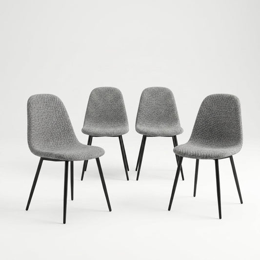 Modern Grey Dining Chair, Fabric Upholstery - LUNIN FB 4