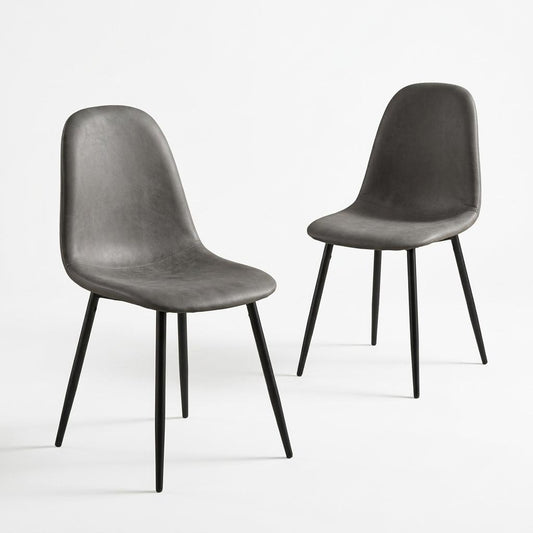 Modern Grey Dining Chair Set, E1 Plywood & Metal - LUNIN GREY V2 2PCS