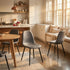 Modern Grey Dining Chair Set, Metal Frame - LUNIN GREY V2 4PCS