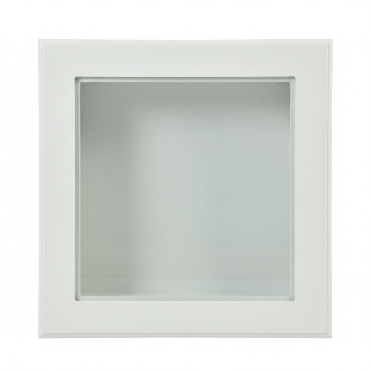 White Bedside Table End Table with Glass Top - LURO