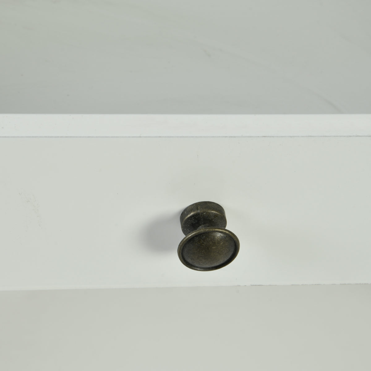 White Bedside Table End Table with Glass Top - LURO
