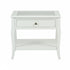 White Bedside Table End Table with Glass Top - LURO