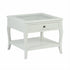 White Bedside Table End Table with Glass Top - LURO