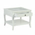 White Bedside Table End Table with Glass Top - LURO