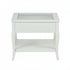 White Bedside Table End Table with Glass Top - LURO