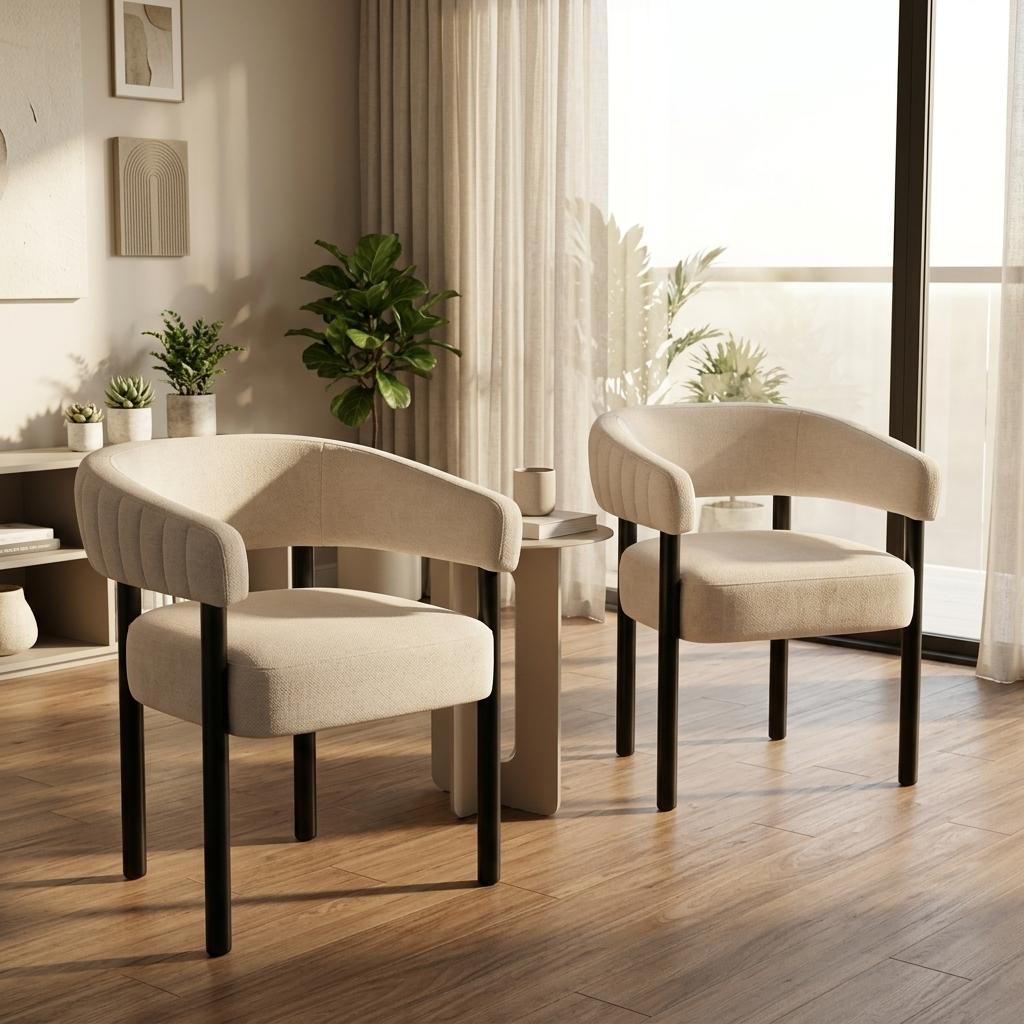 Modern Upholstered Dining Set, Wood Frame - Lindsay Upholstered Pair of Dining Chairs