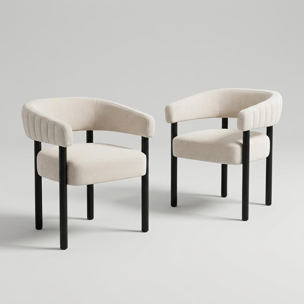 Modern Upholstered Dining Set, Wood Frame - Lindsay Upholstered Pair of Dining Chairs