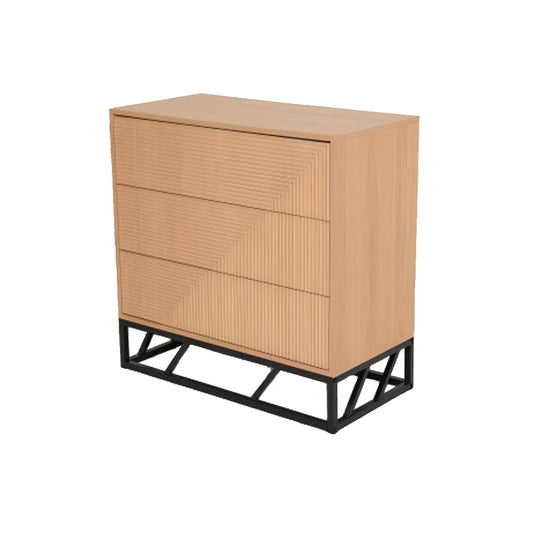 Modern Beech Black Storage, MDF Iron Frame - MABEL CHEST OF 3 DRAWERS