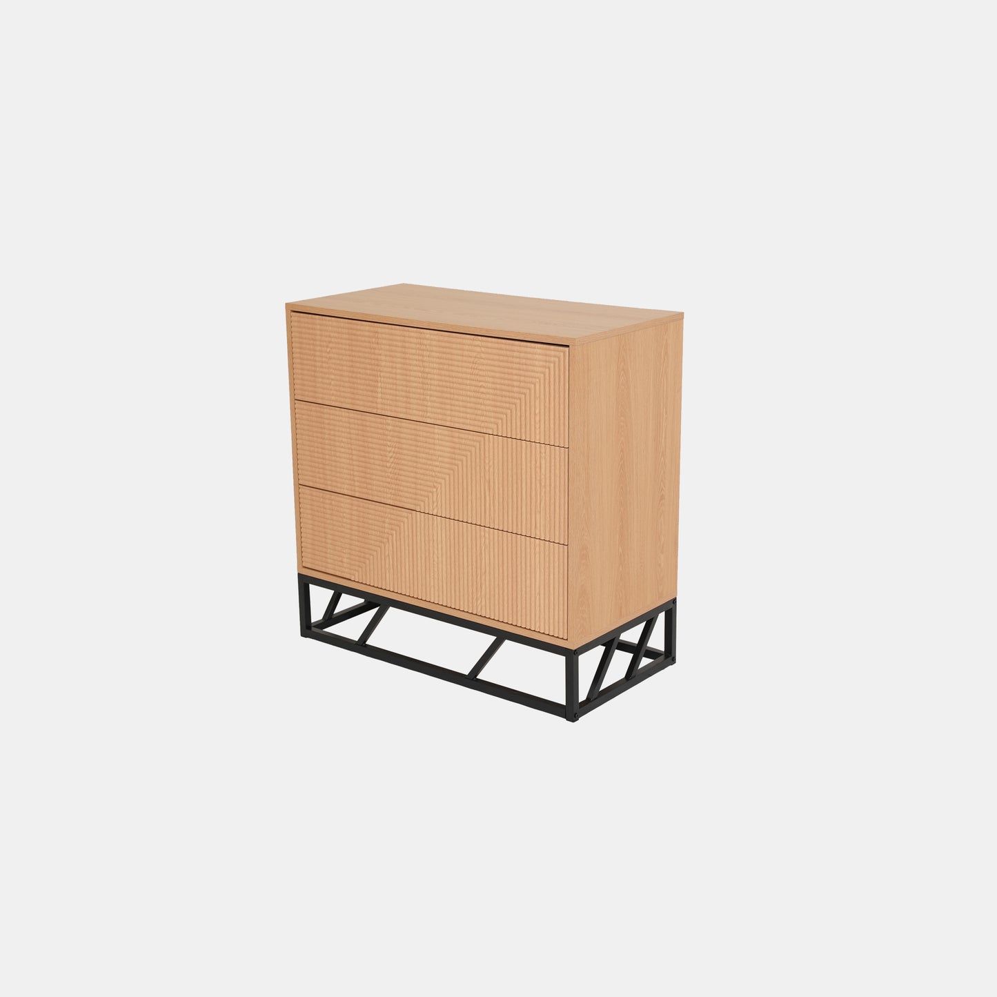 Modern Beech Black Storage, MDF Iron Frame - MABEL CHEST OF 3 DRAWERS