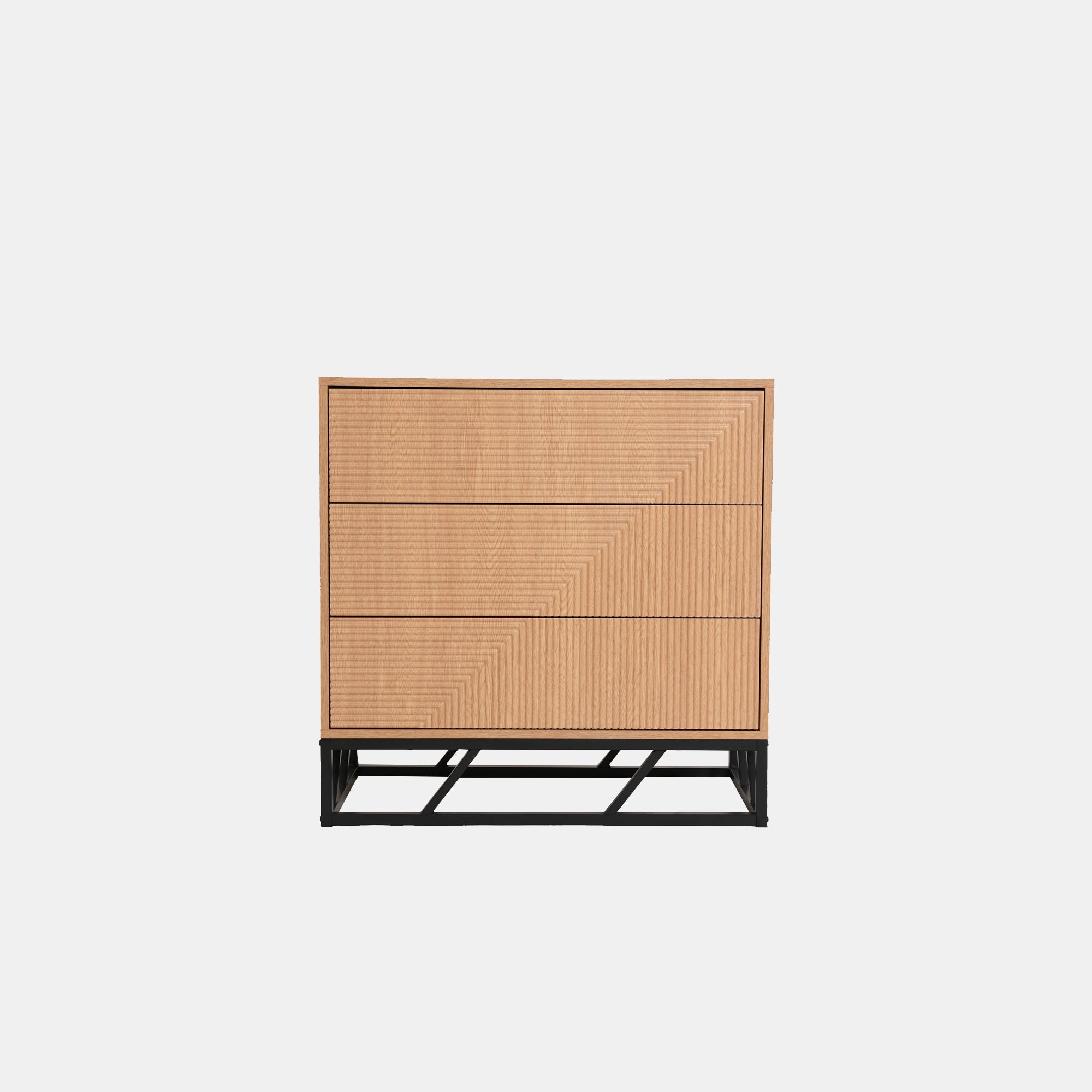 Modern Beech Black Storage, MDF Iron Frame - MABEL CHEST OF 3 DRAWERS
