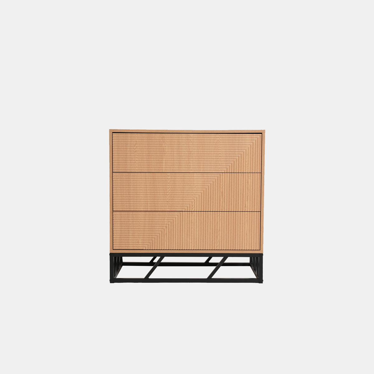 Modern Beech Black Storage, MDF Iron Frame - MABEL CHEST OF 3 DRAWERS