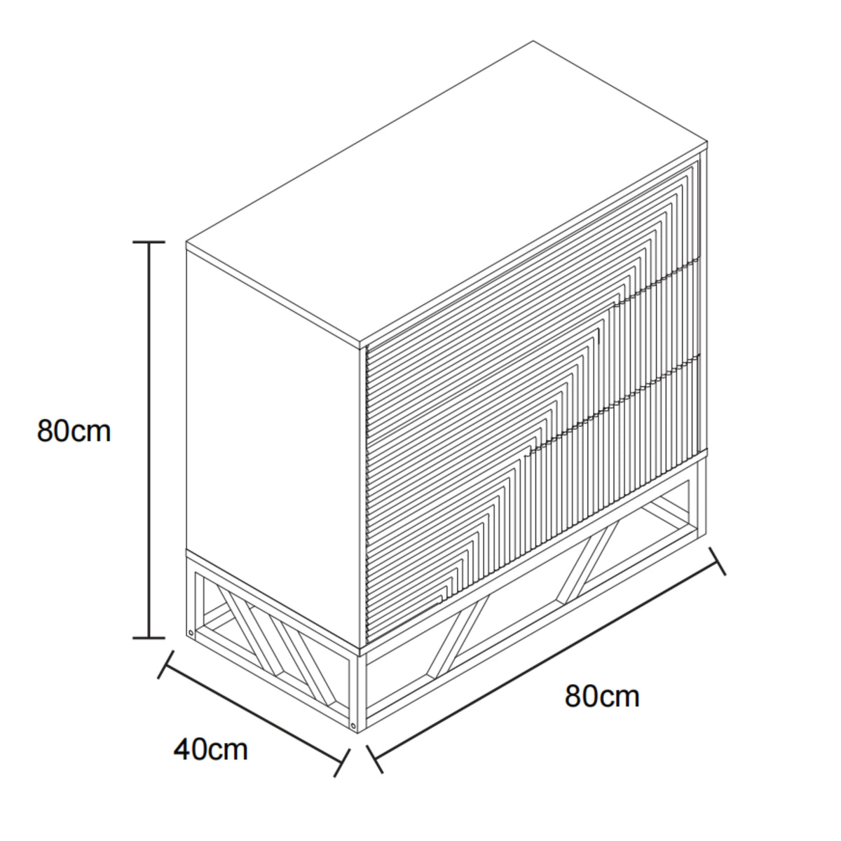 Modern Beech Black Storage, MDF Iron Frame - MABEL CHEST OF 3 DRAWERS