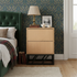 Modern Beech Black Nightstand, MDF & Iron - MABEL NIGHTSTAND