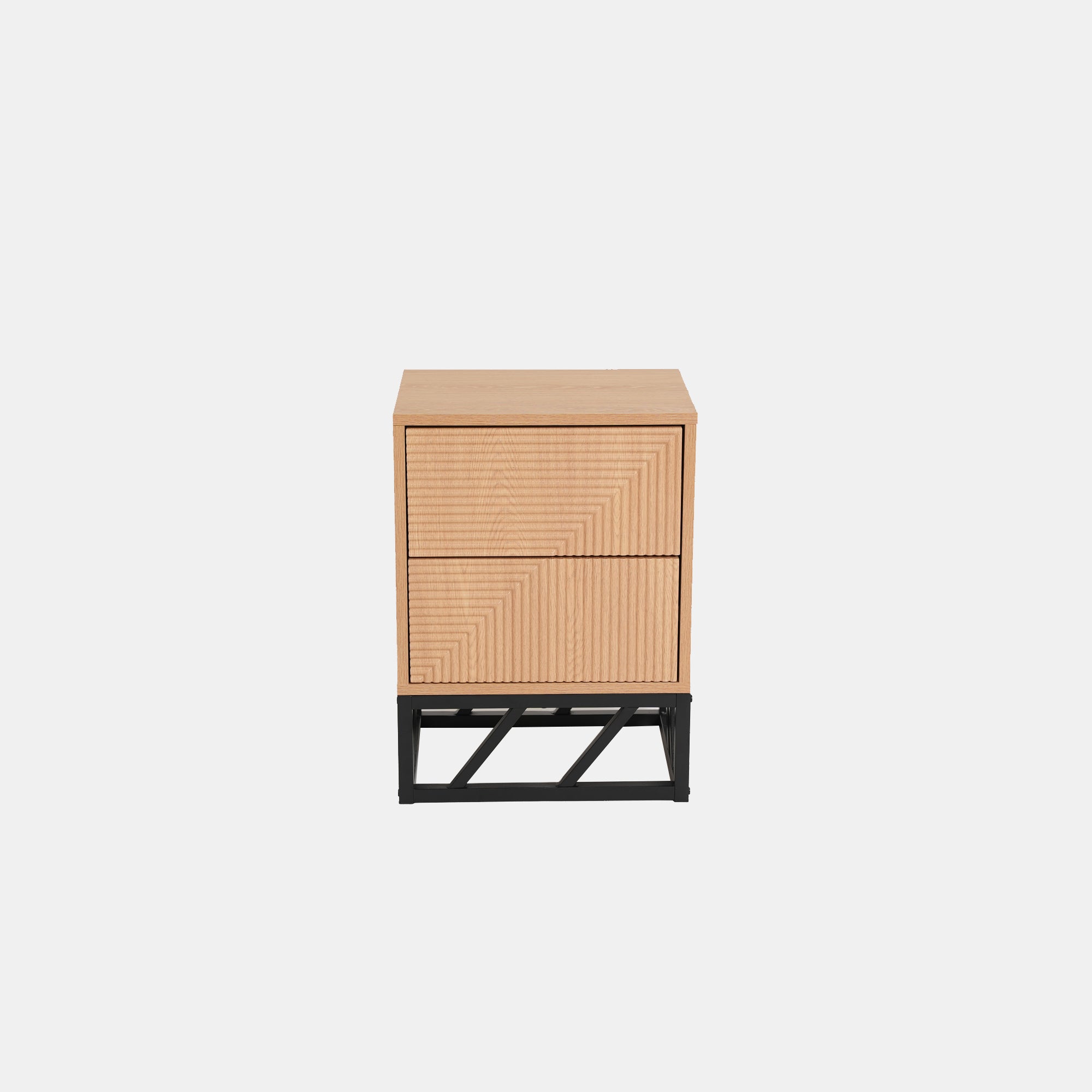 Modern Beech Black Nightstand, MDF & Iron - MABEL NIGHTSTAND