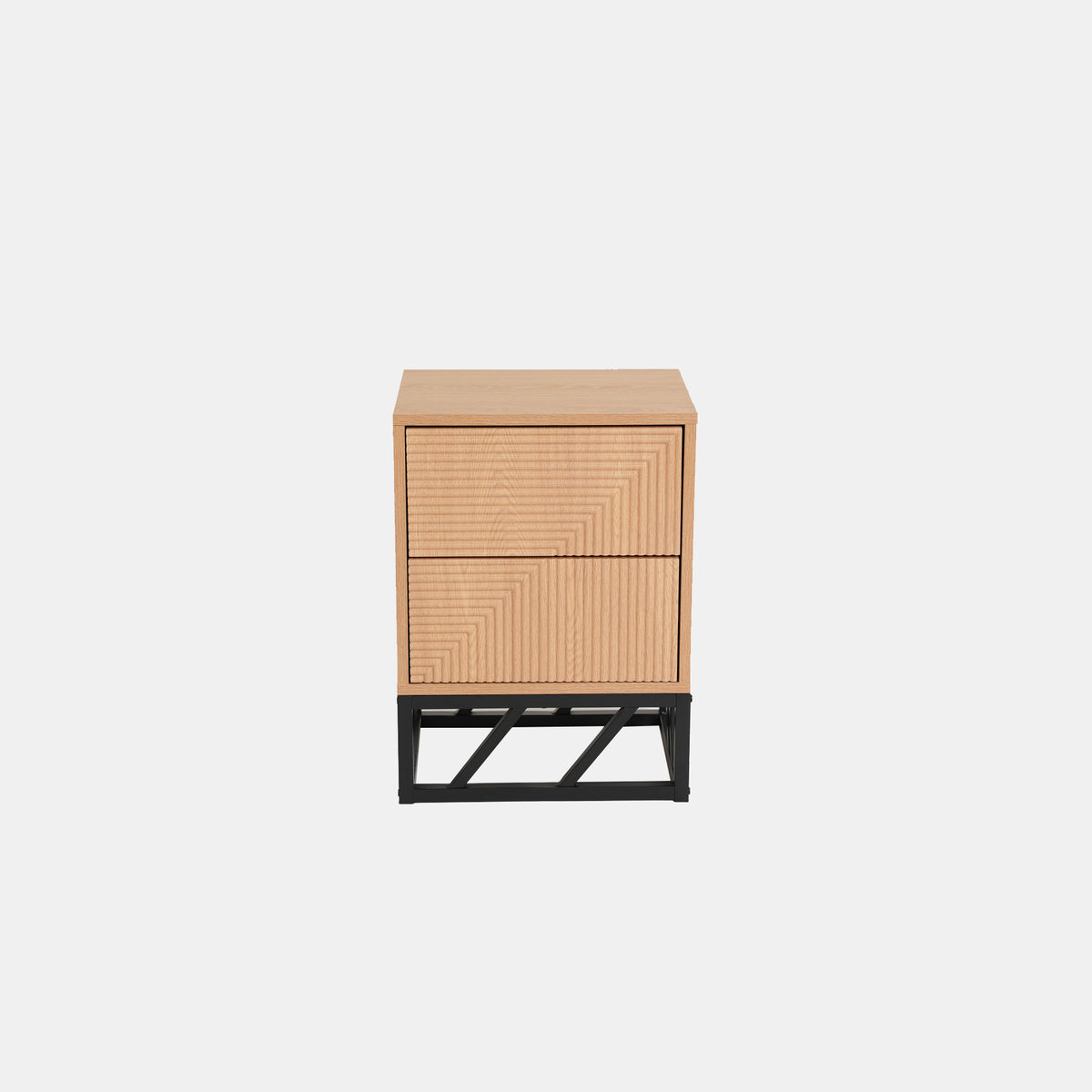 Modern Beech Black Nightstand, MDF & Iron - MABEL NIGHTSTAND