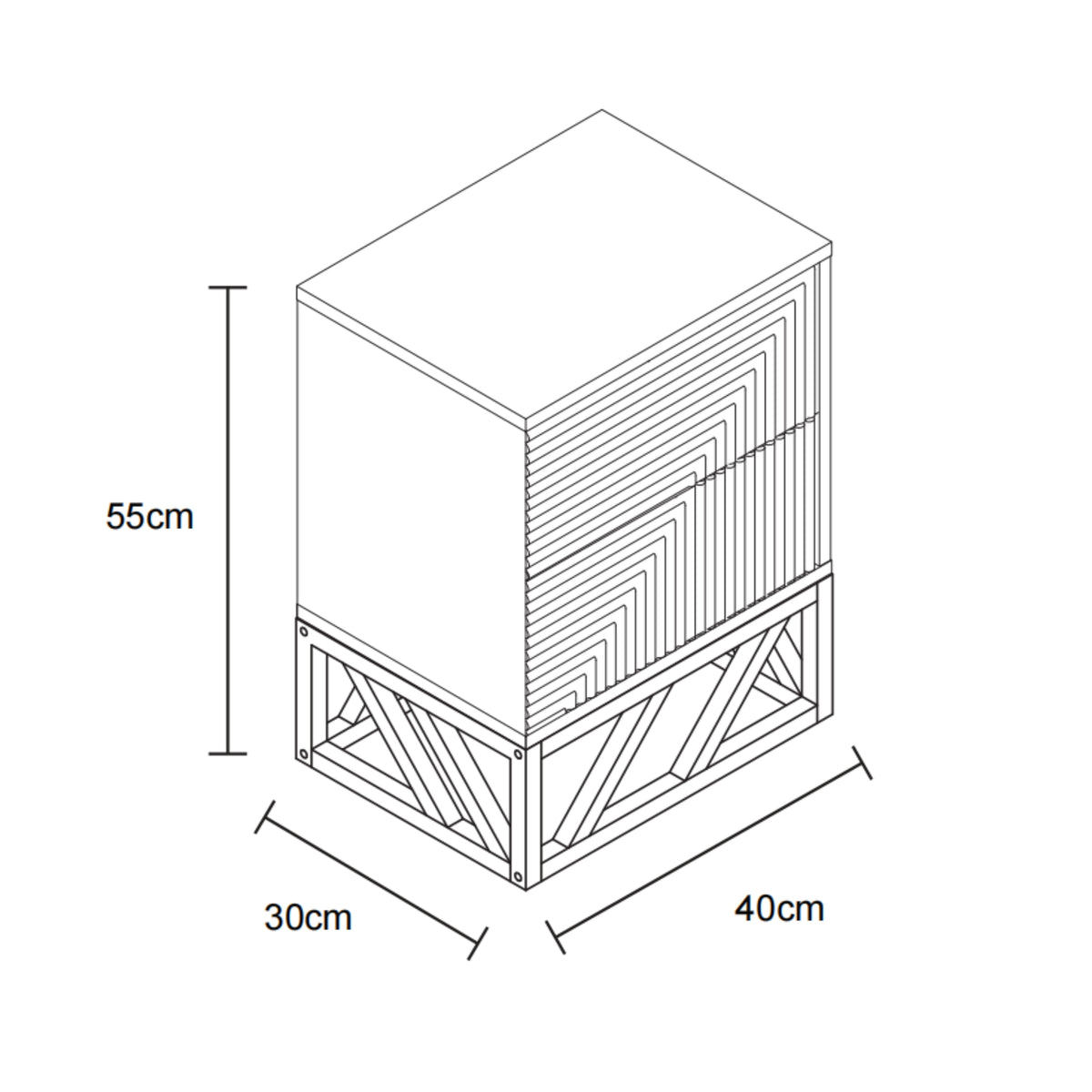 Modern Beech Black Nightstand, MDF & Iron - MABEL NIGHTSTAND