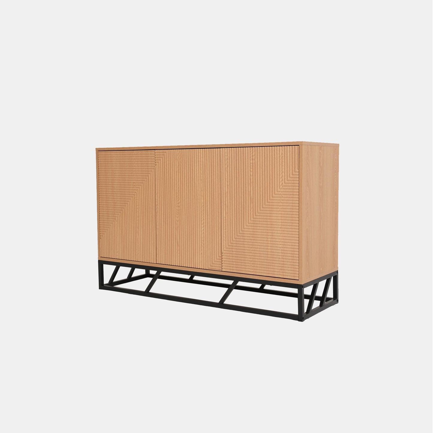 Modern Beech Black Storage, MDF Iron Frame - MABEL SIDEBOARD