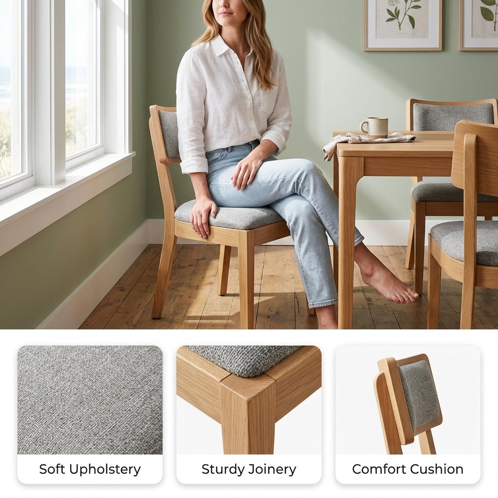 Modern Grey Dining Chair, Solid Wood Frame - MAISIE GREY