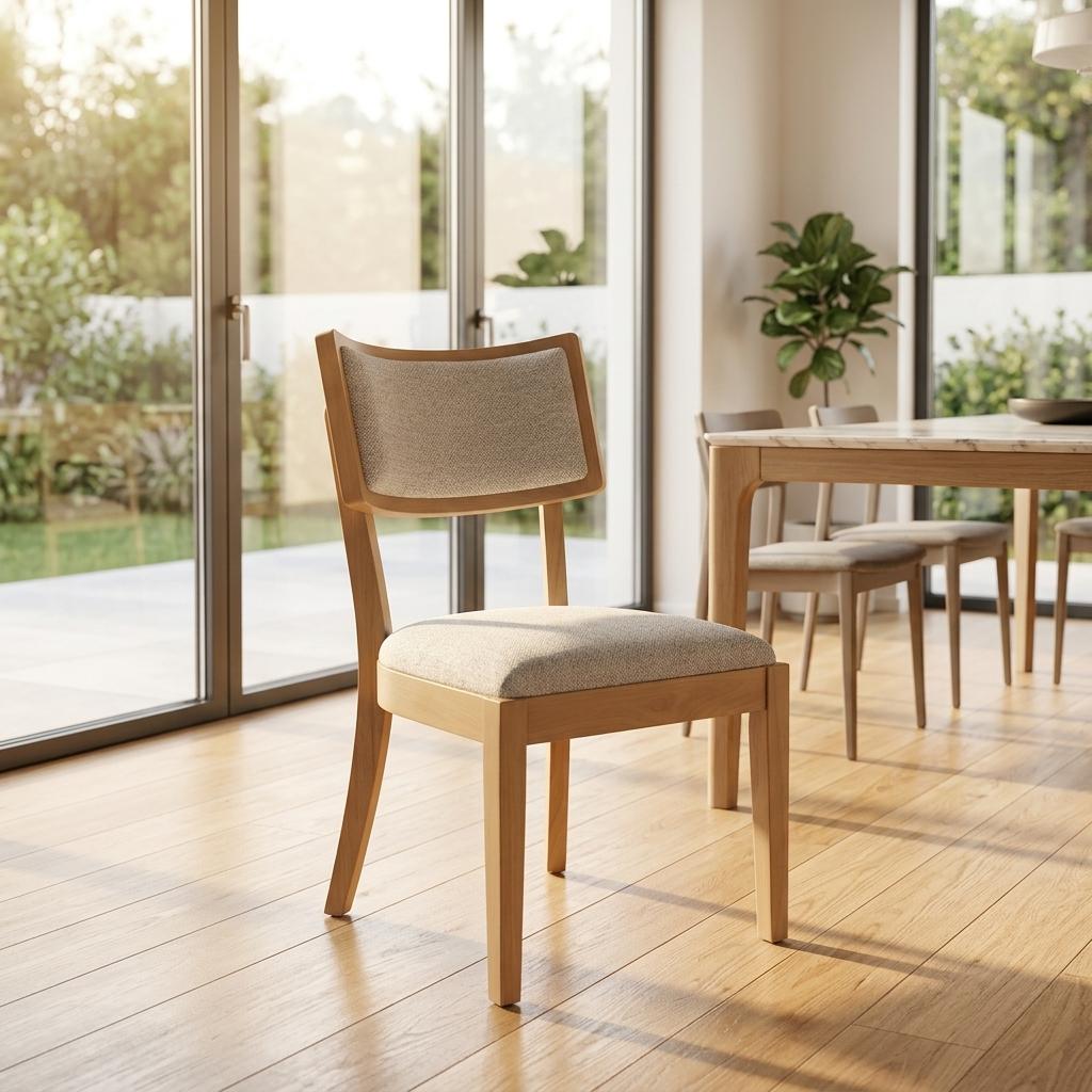 Modern Grey Dining Chair, Solid Wood Frame - MAISIE GREY