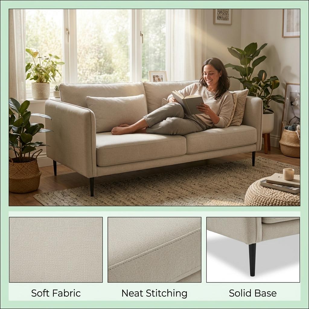 Modern Velvet Upholstered, Black Leg Sofa - MAKULA 3 SEATER GREY