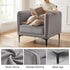 Modern Velvet One-Seater, Black Legs - MAKULA GREY