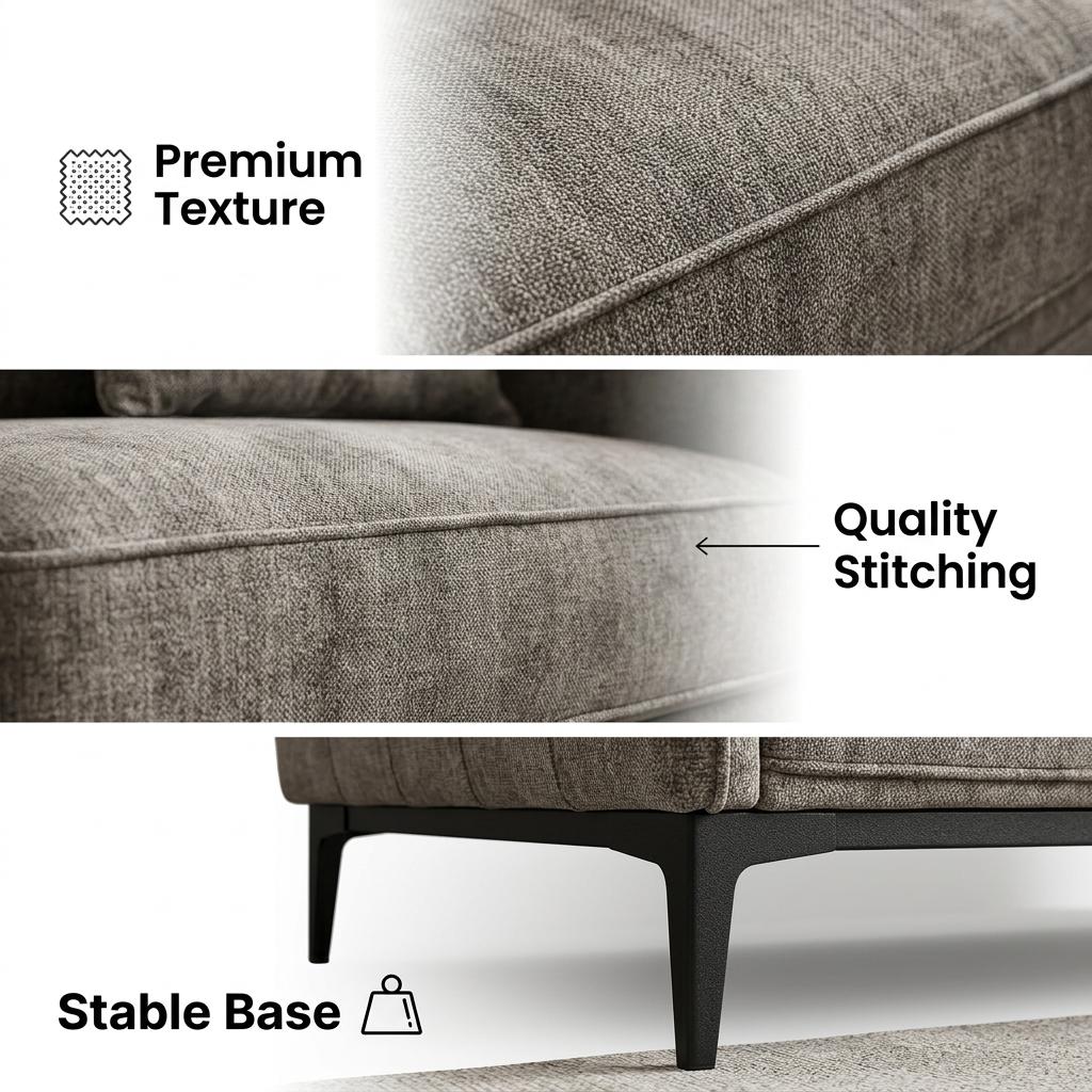 Modern Dark Grey Fabric Sofa Set – MAKULA SET DARK GREY