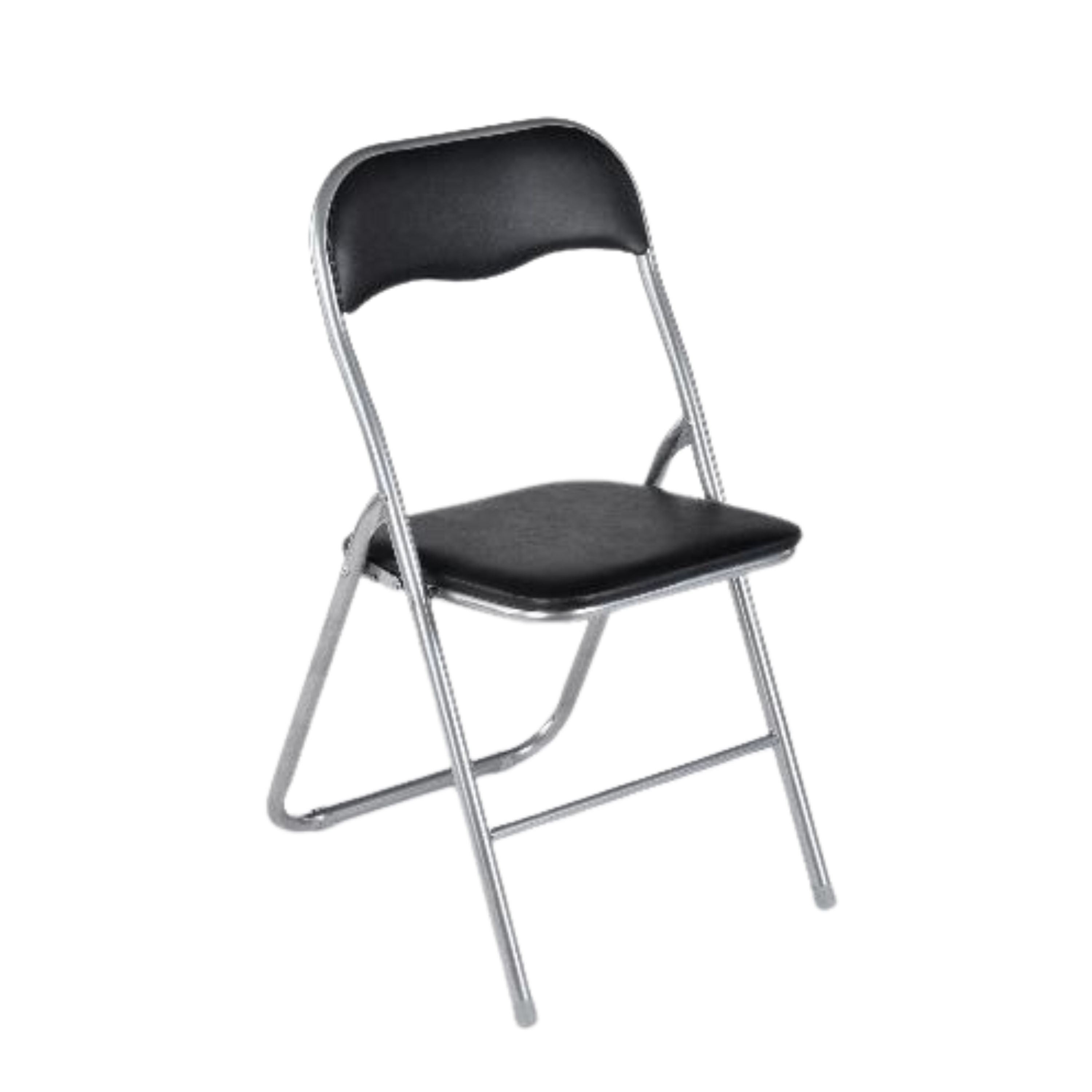 Modern Folding Grey Chair, Metal Frame & PVC Seat - MANGO BLACK 2
