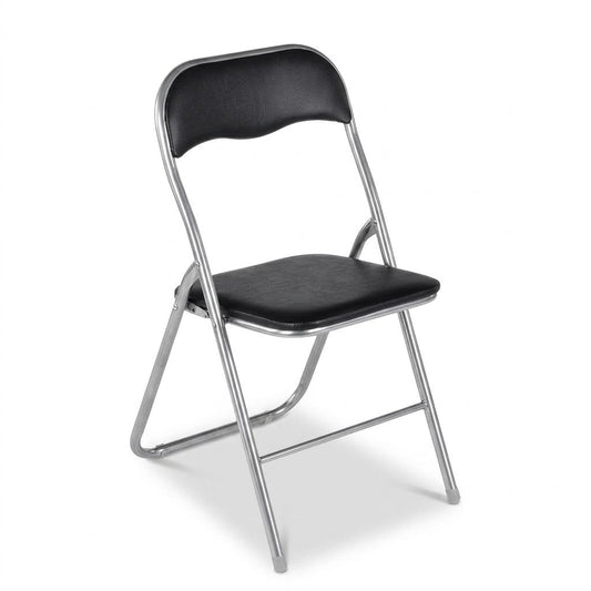 Modern Folding Grey Chair, Metal Frame & PVC Seat - MANGO BLACK 2