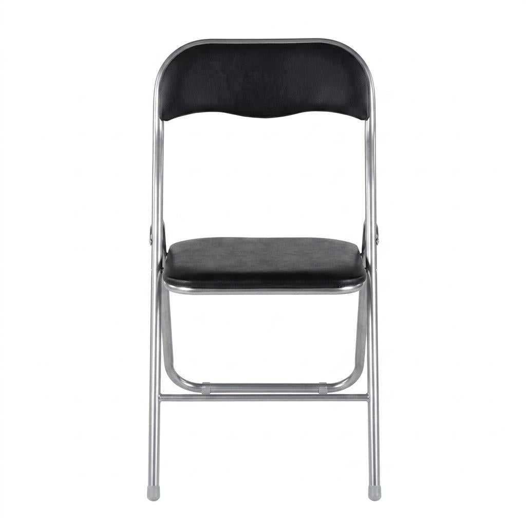 Modern Folding Grey Chair, Metal Frame & PVC Seat - MANGO BLACK 2