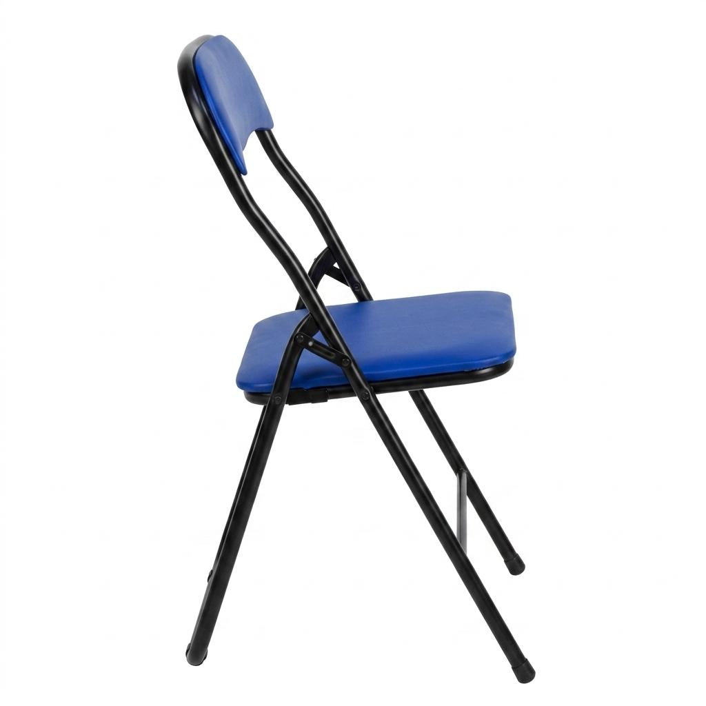 Modern Folding Steel Chair, Cushioned Seat – MANGO BLUE FM