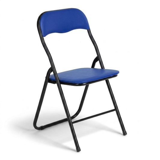 Modern Folding Steel Chair, Cushioned Seat – MANGO BLUE FM