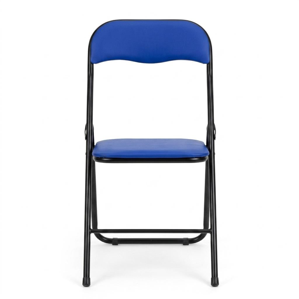 Modern Folding Steel Chair, Cushioned Seat – MANGO BLUE FM