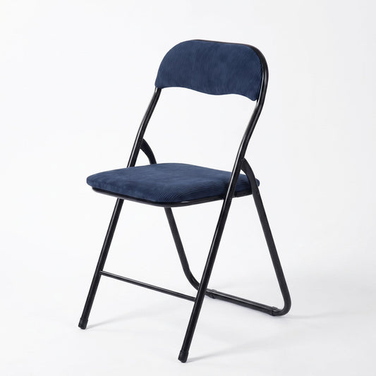 Modern Corduroy Folding Chair, Metal Frame – MANGO CORDUROY BLUE